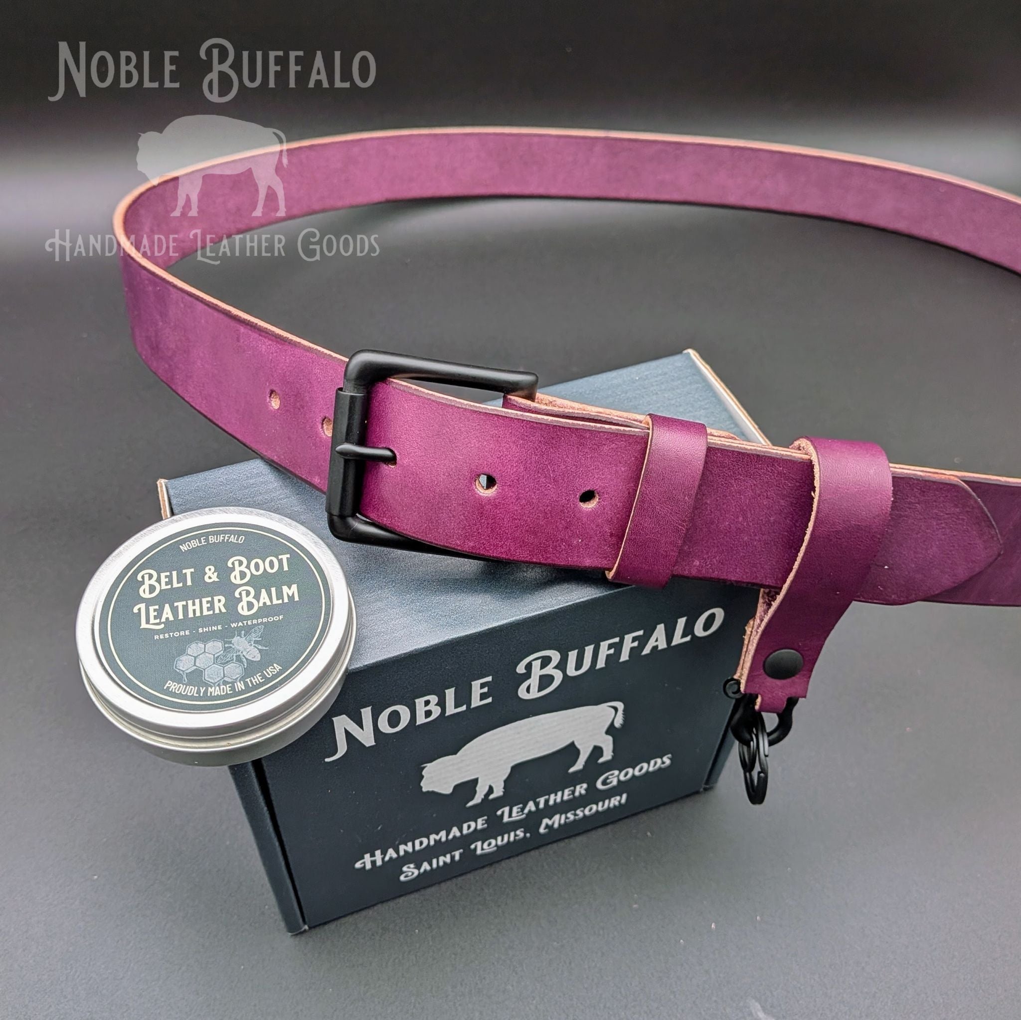 Pink and purple USA handmade leather belts in full grain American leather, bold color options for casual and statement outfits
