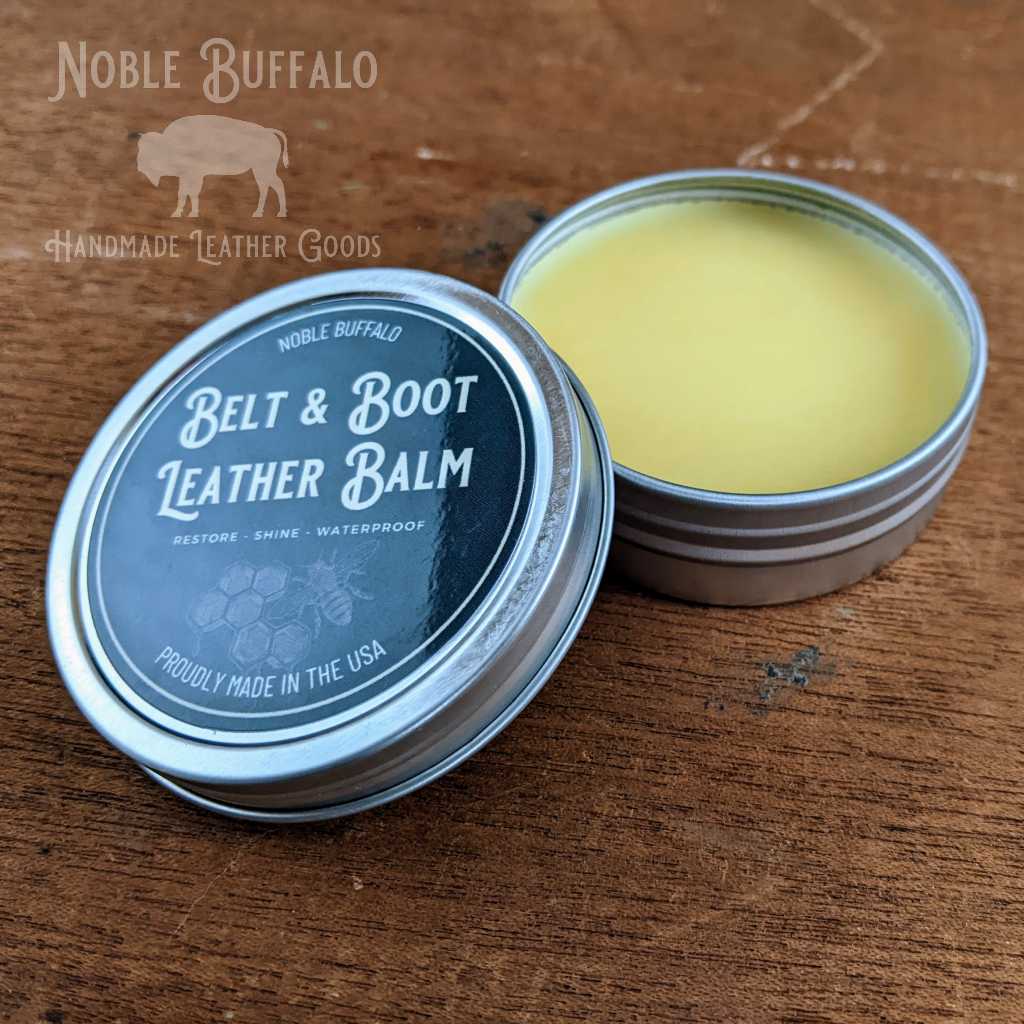 2oz Tin of Leather Balm made by Noble Buffalo