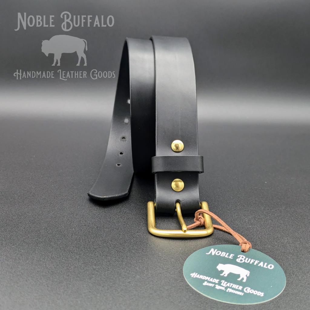 Black Italian Leather Belt for Men - USA Made