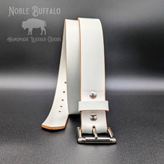 WhiteEnglishBridleLeatherBelt-