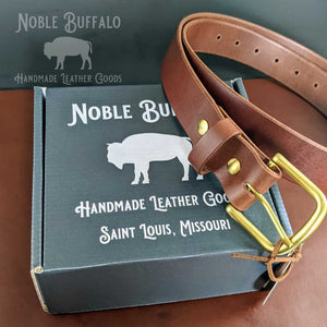 Cocobolo Brown Full Grain Men's Leather Belt - USA Made Leather Belt - Noble Buffalo