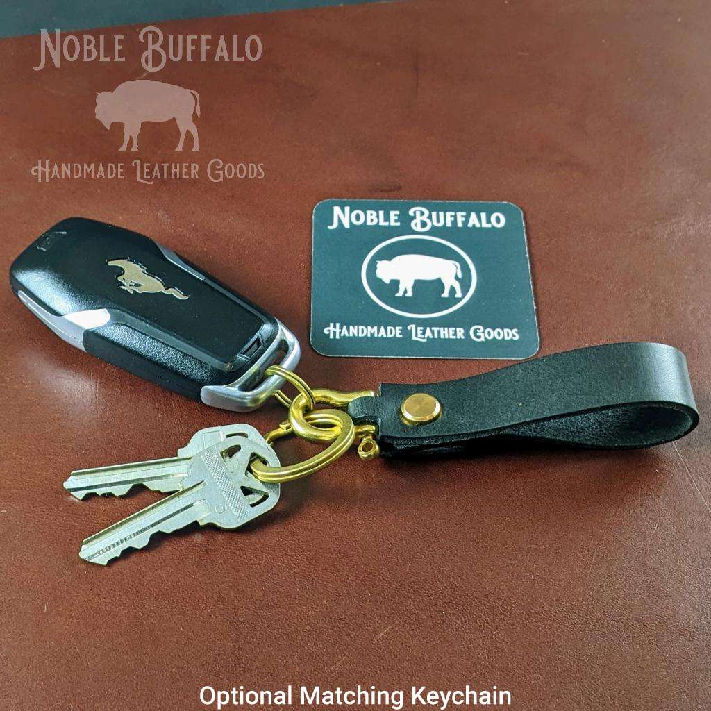 Ebony Black Hefty Leather Keychain