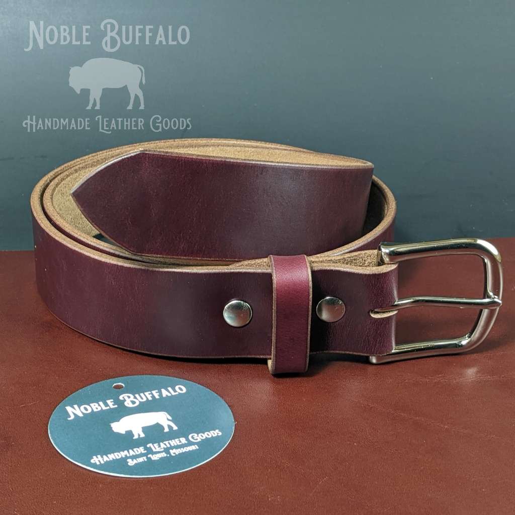 Burgundy Horween Chromexcel Soft Leather Belt - Noble Buffalo Burgundy Horween Chromexcel Soft Leather Belt - Noble Buffalo