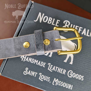 Slate Crazy Horse Leather Belt - Mens Full grain casual buffalo leather belt - USA Made