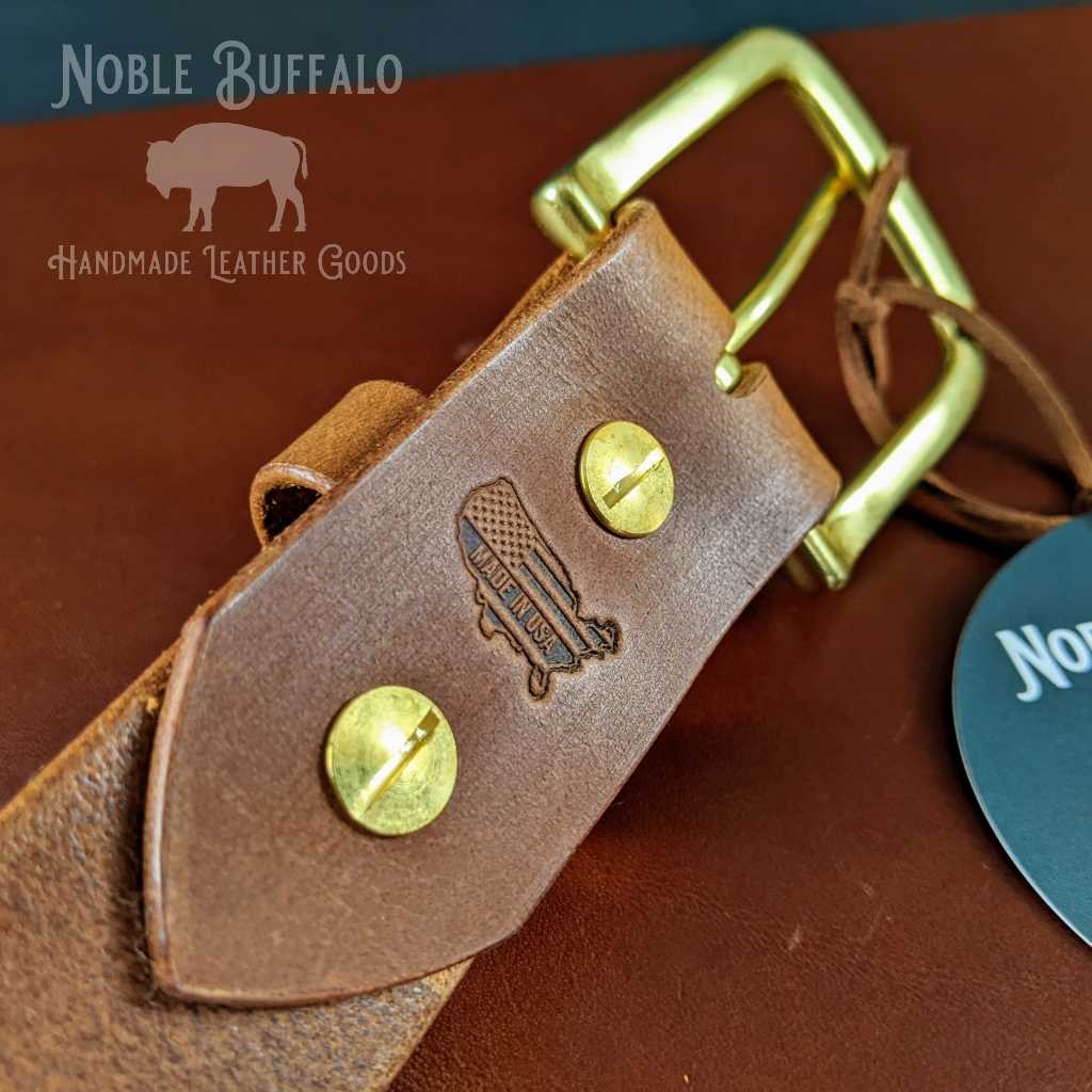 Golden Brown Buffalo Leather Belt - USA Made Men's Best Quality Belts - Noble Buffalo