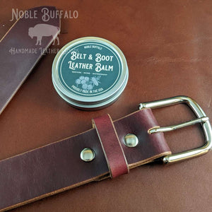Burgundy Full Grain Soft Leather Belt - Made in the USA by Noble Buffalo